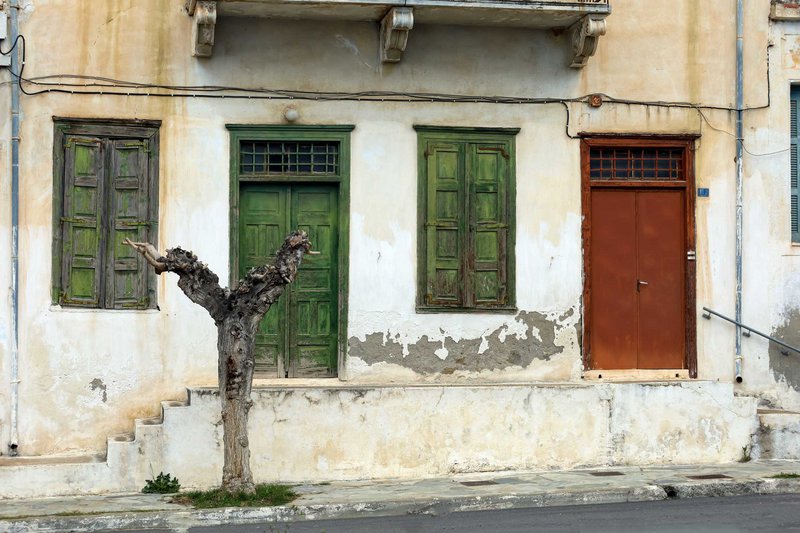 Γραφική στιγμή σε ήσυχο δρόμο της Καρύστου.