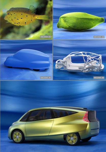 To πειραματικό Bionic Car αντέγραφε το σχήμα ενός εξωτικού ψαριού και τον σκελετό των θηλαστικών για τη δομή του αμαξώματος του.