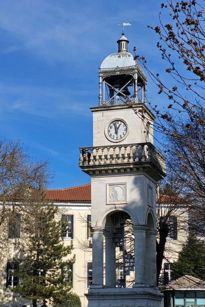 Το περίφημο ρολόι της πόλης, στην πλατεία Δημοκρατίας απέναντι από το Δημαρχείο, κτίστηκε το 1905 με πρωτοβουλία του Οσμάν πασά του Κούρδου, βαλή και γενικού διοικητή Ηπείρου και Νοτίου Αλβανίας. Το περίφημο ρολόι της πόλης, στην πλατεία Δημοκρατίας απέναντι από το Δημαρχείο, κτίστηκε το 1905 με πρωτοβουλία του Οσμάν πασά του Κούρδου, βαλή και γενικού διοικητή Ηπείρου και Νοτίου Αλβανίας.