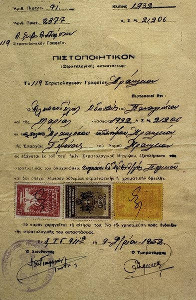 ΓΕΝΙΚΟ ΕΠΙΤΕΛΕΙΟ ΣΤΡΑΤΟΥ, ΥΠΗΡΕΣΙΑ ΣΤΡΑΤΙΩΤΙΚΩΝ ΑΡΧΕΙΩΝ, 1ο ΤΜΗΜΑ, ΧΕΙΡΙΣΤΗΣ ΘΕΜΑΤΟΣ ΑΝΘΛΟΣ (ΠΖ) ΕΥΘΥΜΙΟΣ ΣΚΑΛΤΣΑΣ, ΥΠΟΔΙΕΥΘΥΝΤΗΣ ΠΡΟÏΣΤΑΜΕΝΟΣ 1ου ΤΜΗΜΑΤΟΣ/ ΣΤΡΑΤΟΛΟΓΙΚΗ ΥΠΗΡΕΣΙΑ ΚΡΗΤΗΣ, ΣΤΡΑΤΟΛΟΓΙΚΟ ΜΗΤΡΩΟ/ΣΓ ΗΡΑΚΛΕΙΟΥ ΚΛΑΣΕΩΣ 1932/ ΥΣΤΕΡΑ ΑΠΟ ΑΙΤΗΣΗ ΗΛΙΑ ΚΑΦΑΟΓΛΟΥ, 19 ΑΥΓΟΥΣΤΟΥ 2014/ ΑΡΧΕΙΟ ΕΛΥΤΗ/ ΓΕΝΝΑΔΕΙΟΣ ΒΙΒΛΙΟΘΗΚΗ ΚΑΙ ΙΟΥΛΙΤΑ ΗΛΙΟΠΟΥΛΟΥ.